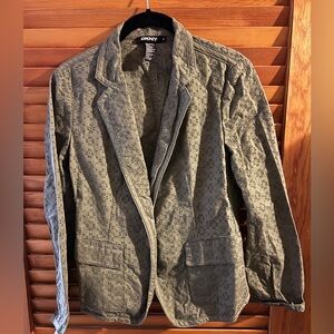 DKNY EMBROIDERED EYELET JACKET | DKNY BLAZER | DKNY JACKET | OLIVE GREEN | Sz 8